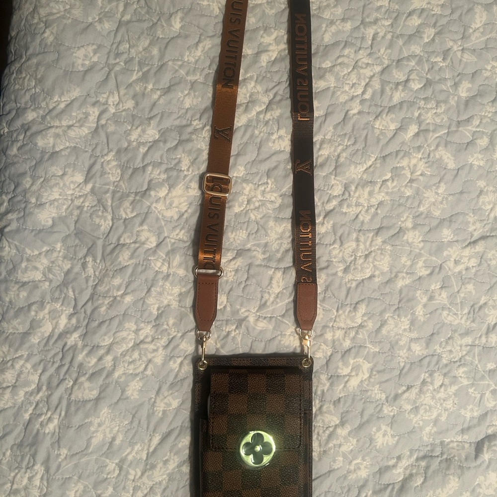 LV novalty  Brown Checkered Crossbody Bag use the strap on your fave bag!